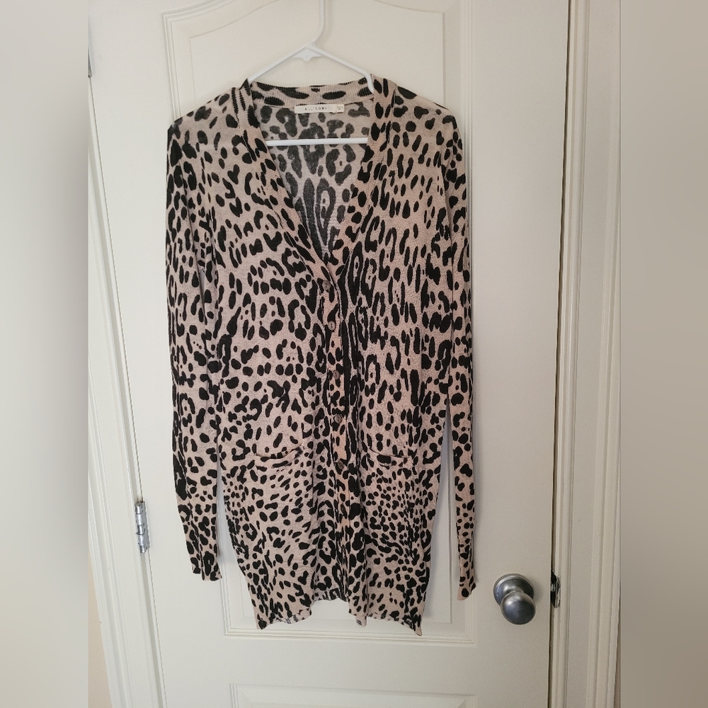 NEW Ellison Leopard Print Cardigan Cotton Linen Blend Sweater